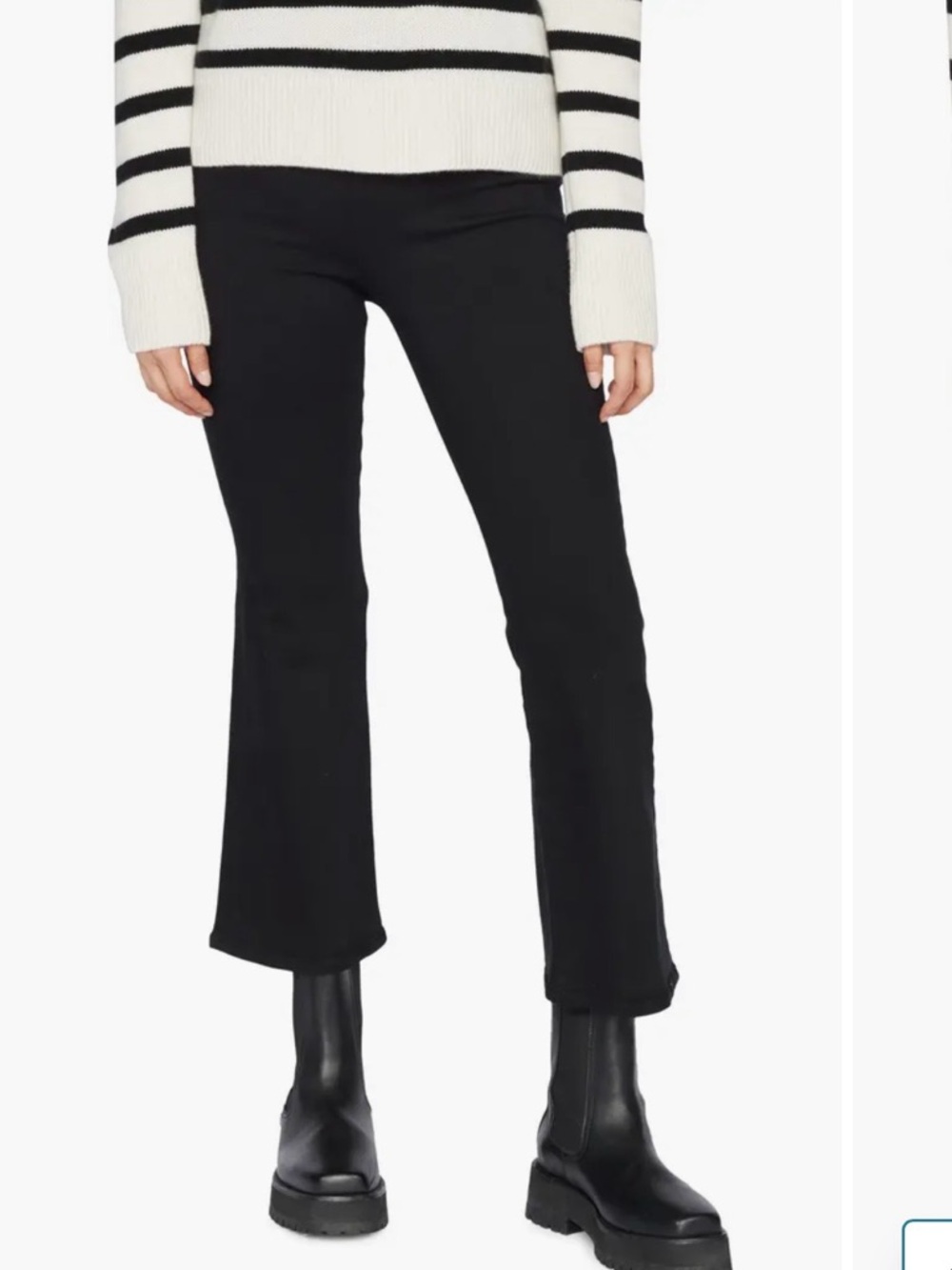 Frame Jet Set Crop Mini Bootcut Pull-On Jeans. Black. Size 2 (30-34” Waist)